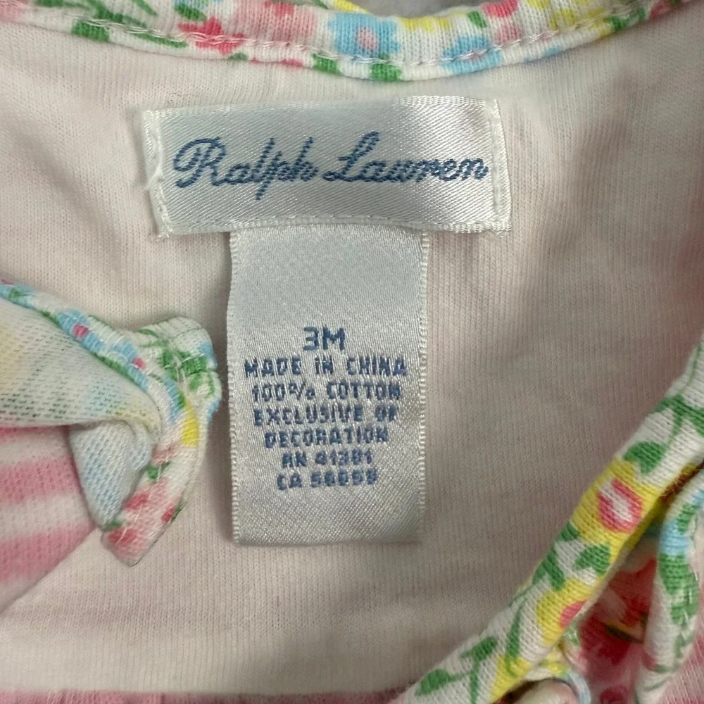 Ralph Lauren Baby Girl‎ 3M Floral Collar Long Sleeve Romper